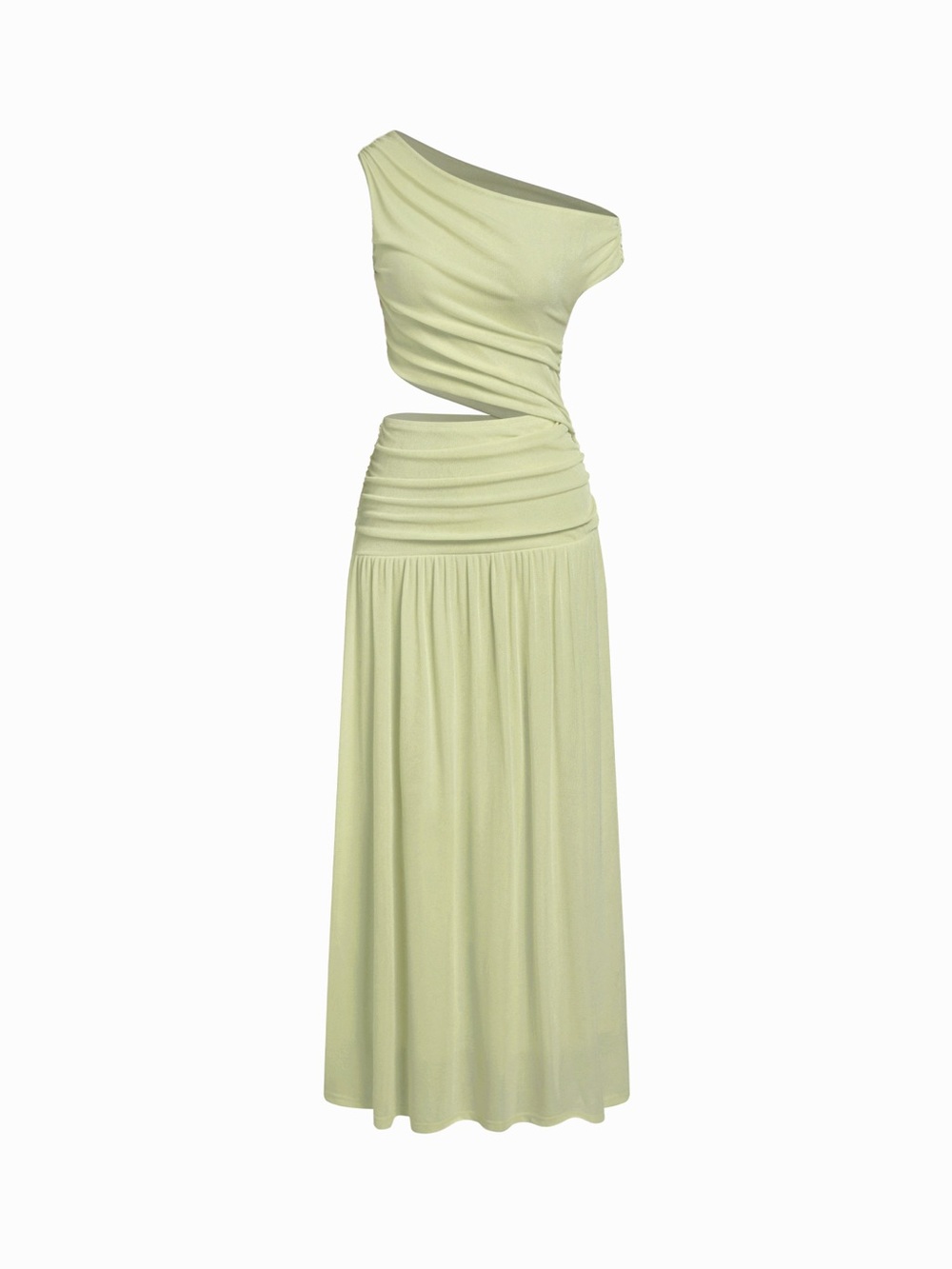 Asymmetrical Ruched Waist Formal Dress